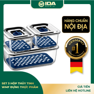 Set 3 hộp thủy tinh WMF đựng thực phẩm