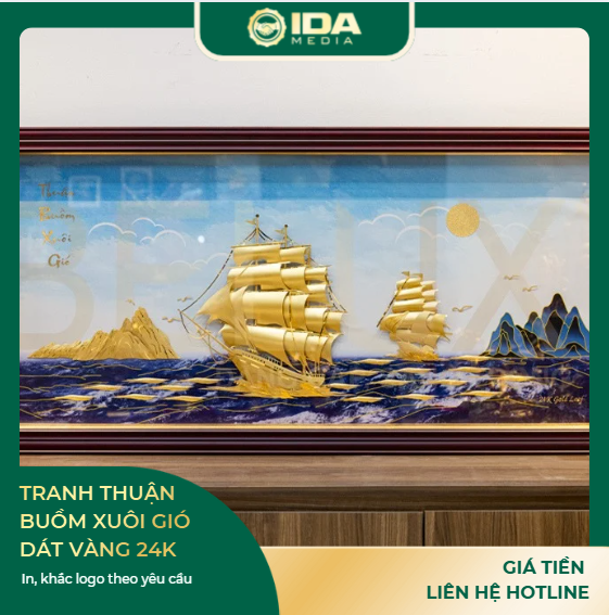 Tranh Thuận Buồm Xuôi Gió Dát Vàng 24k