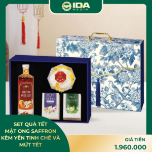 Set quà Tết mật ong Saffron kèm yến tinh chế và mứt tết