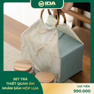 SET TRÀ THIẾT QUAN ÂM NHÂN SÂM HỘP LỤA